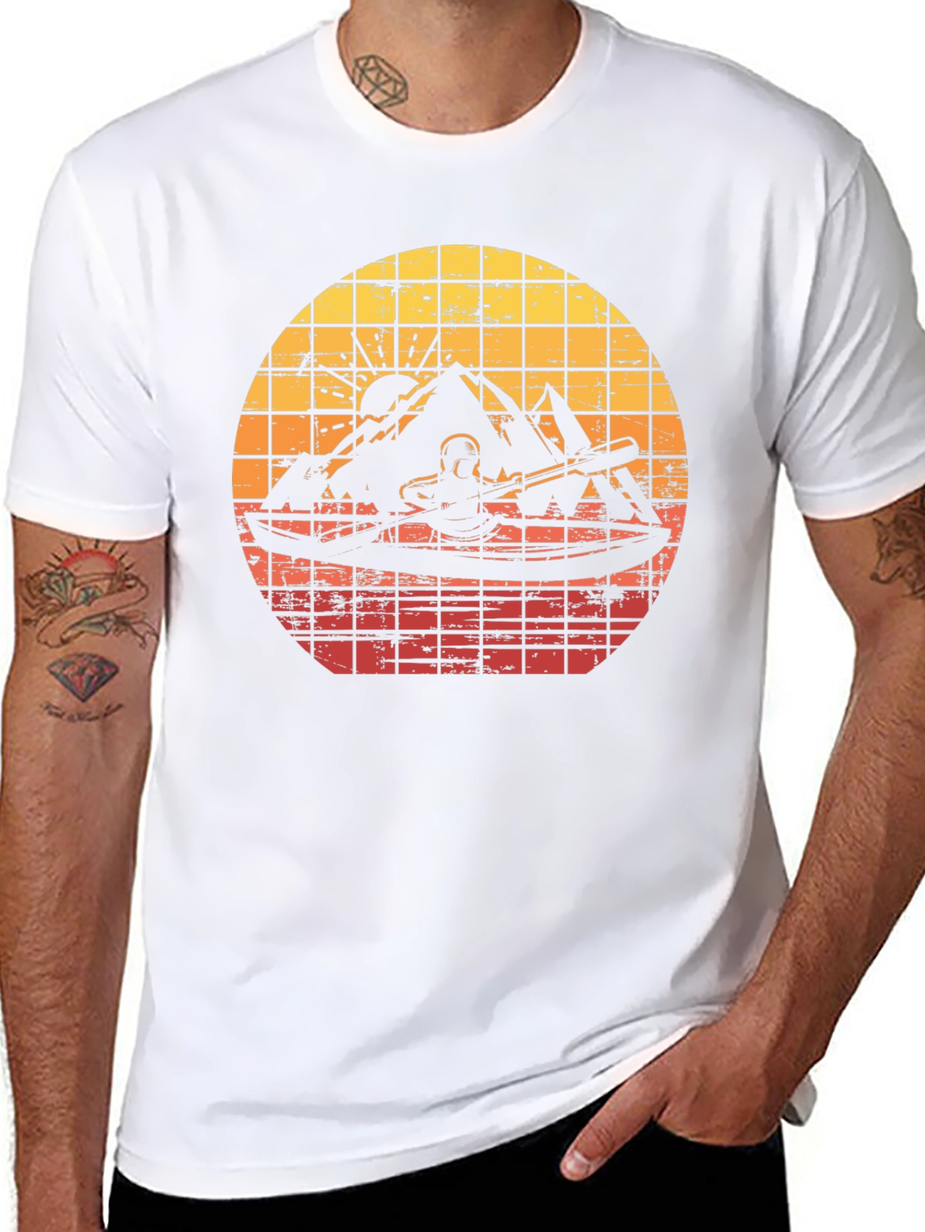Retro Sunset Kayak Adventure T-Shirt