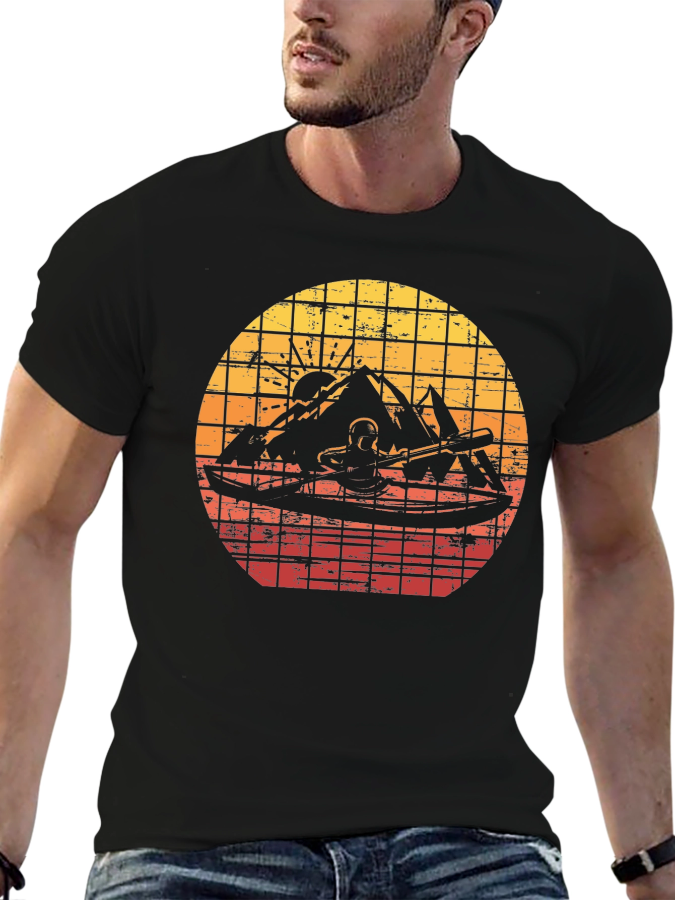 Retro Sunset Kayak Adventure T-Shirt