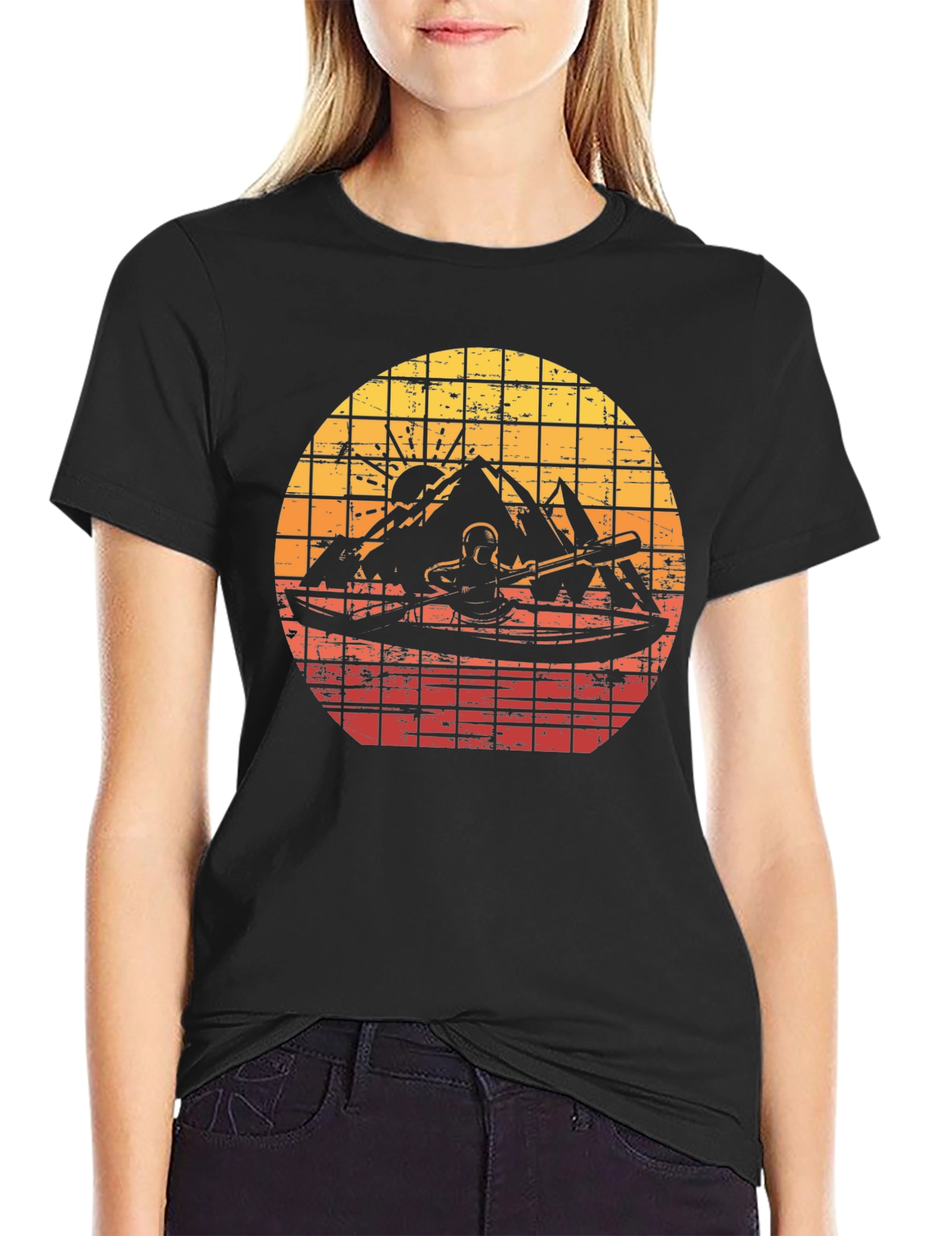 Retro Sunset Kayak Adventure T-Shirt
