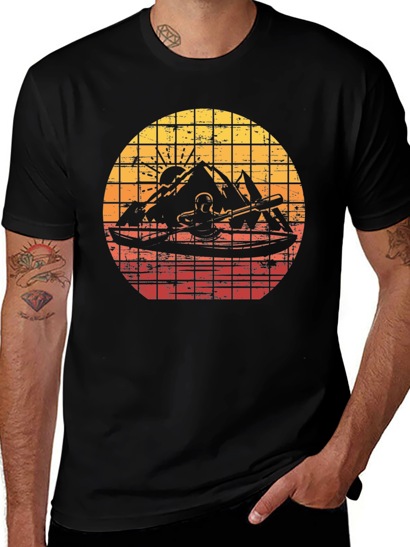 Retro Sunset Kayak Adventure T-Shirt