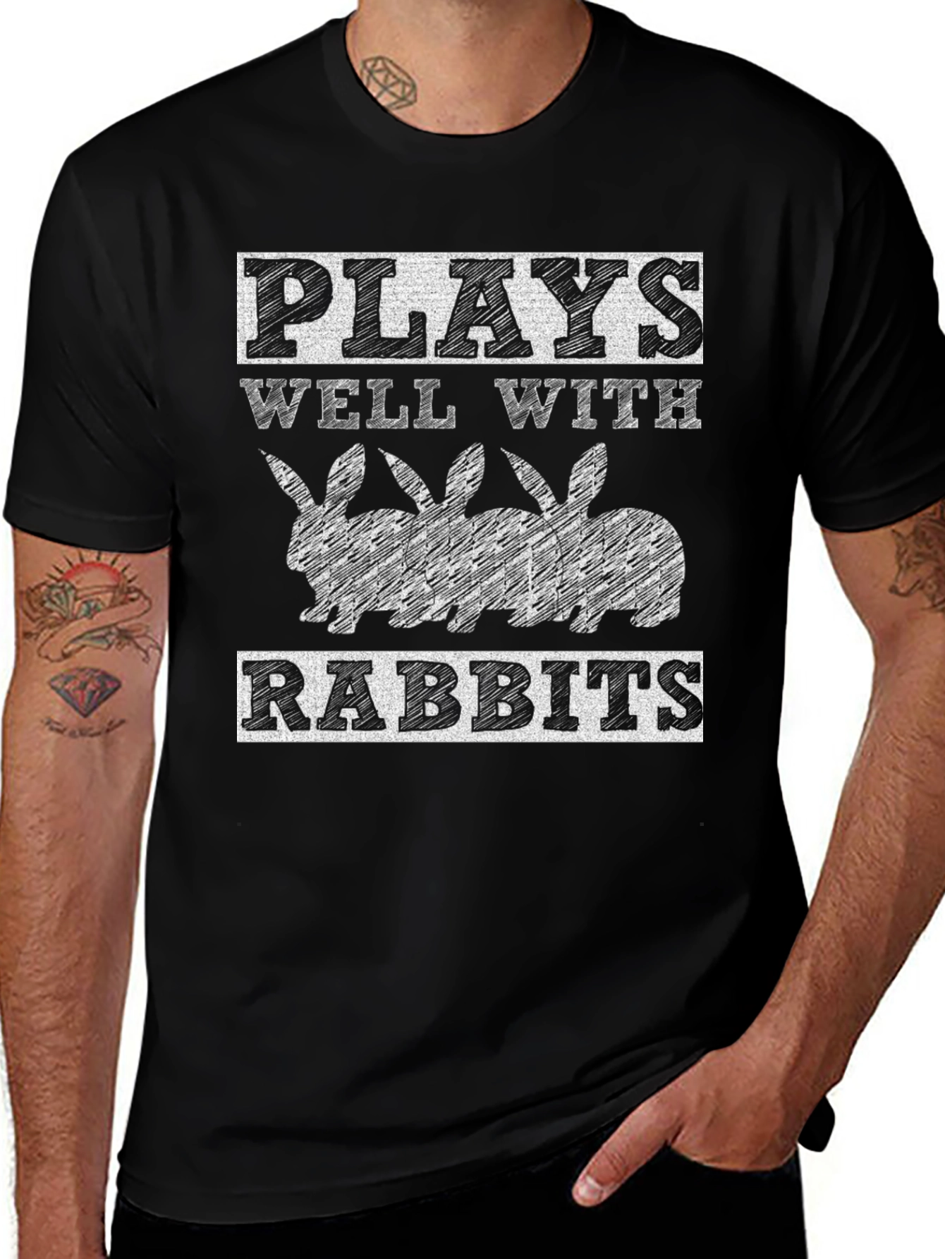 Plays Well With Rabbits Graphic T-Shirt