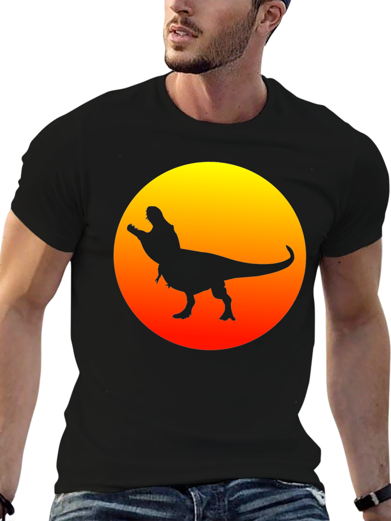 Dino Sunset Black T-Shirt