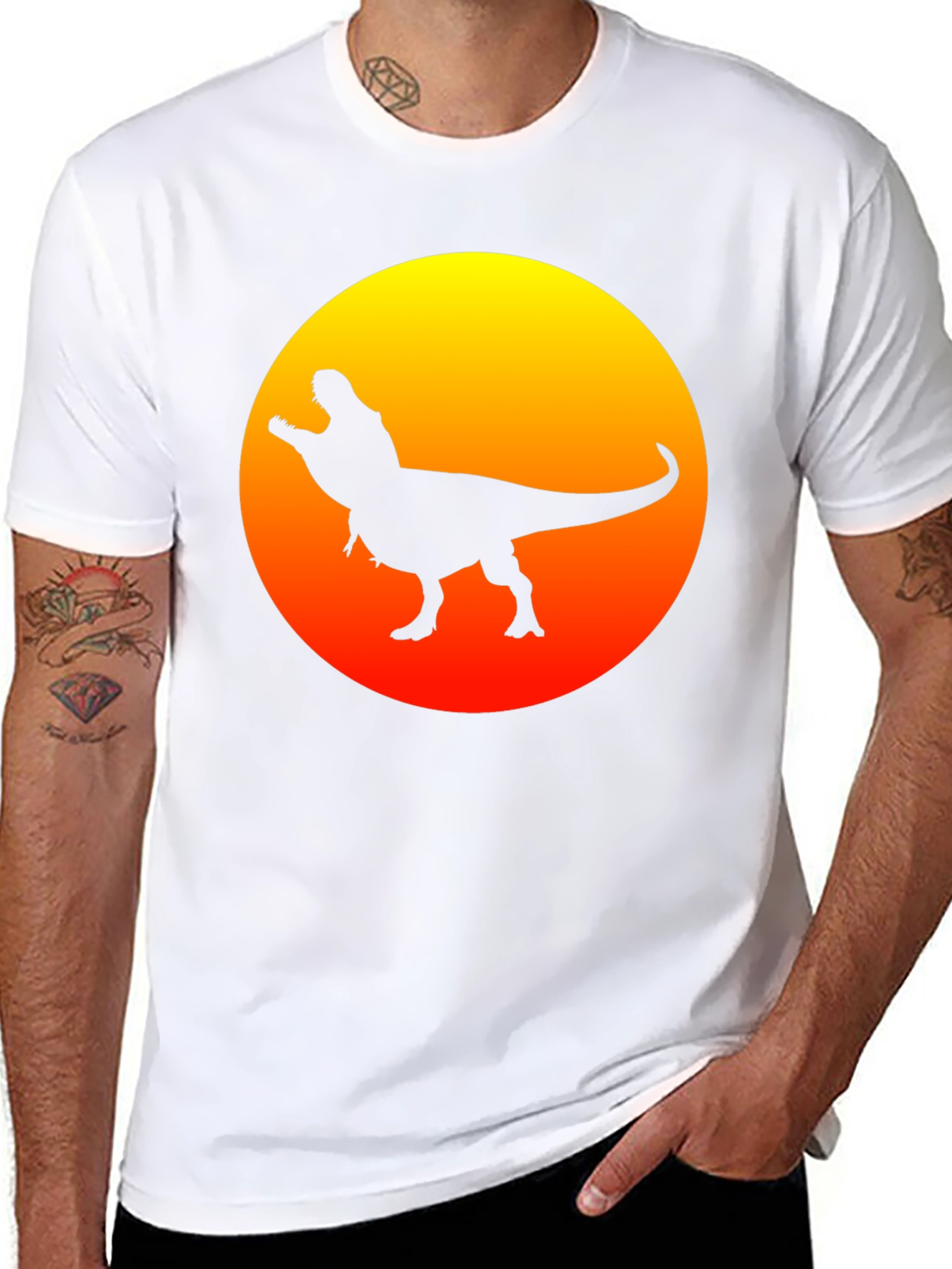 Dino Sunset Black T-Shirt