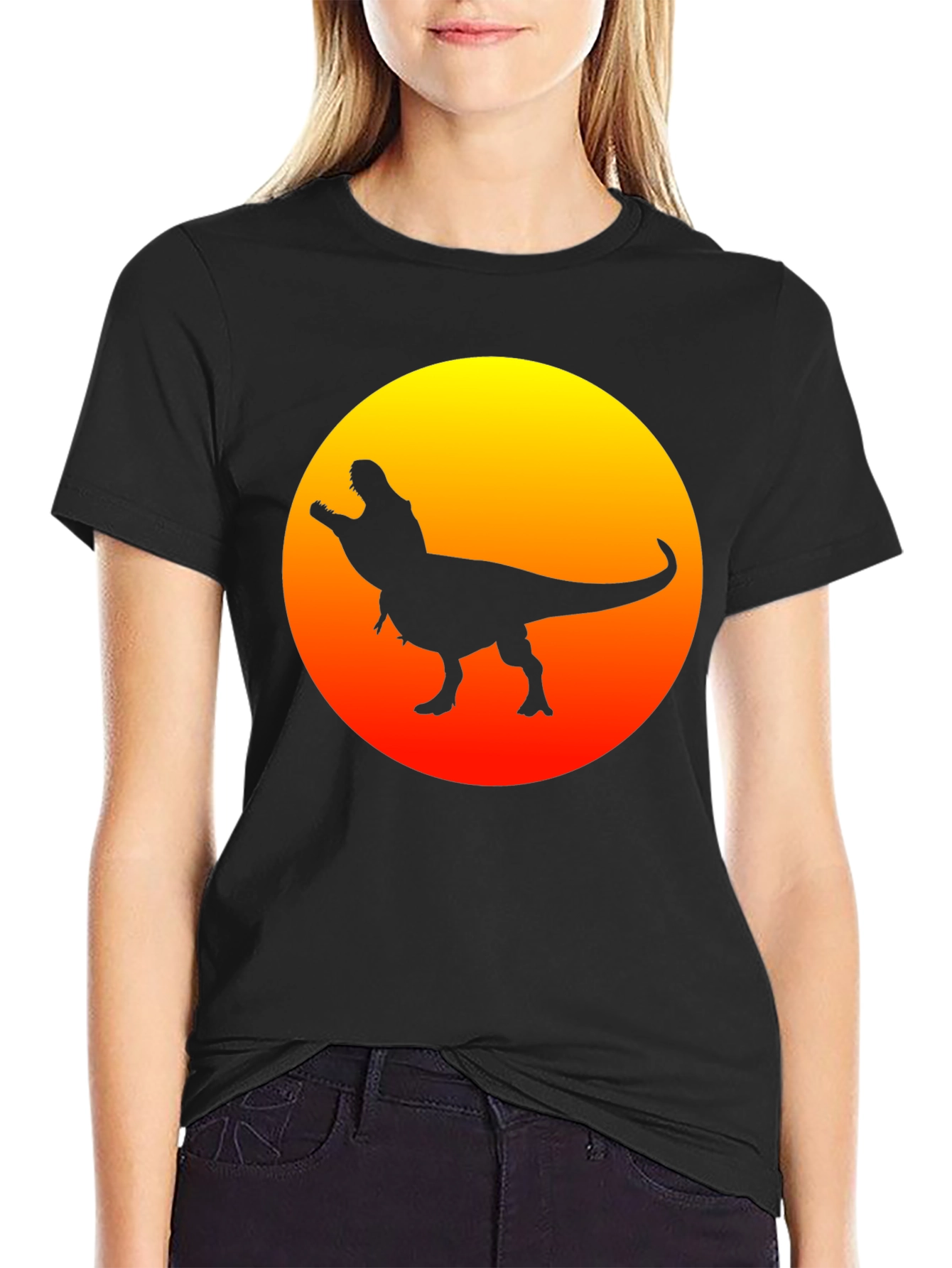 Dino Sunset Black T-Shirt