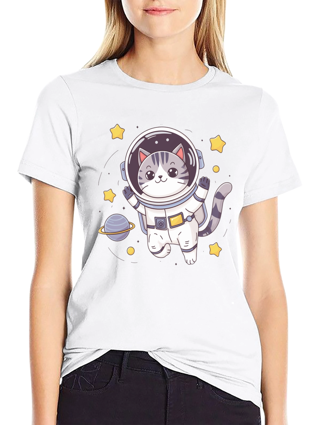 Astronaut Cat Graphic Tee - Space Lover Shirt