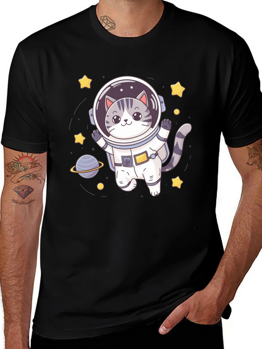 Astronaut Cat Graphic Tee - Space Lover Shirt
