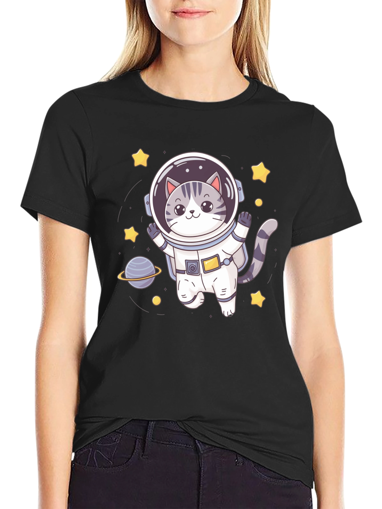 Astronaut Cat Graphic Tee - Space Lover Shirt