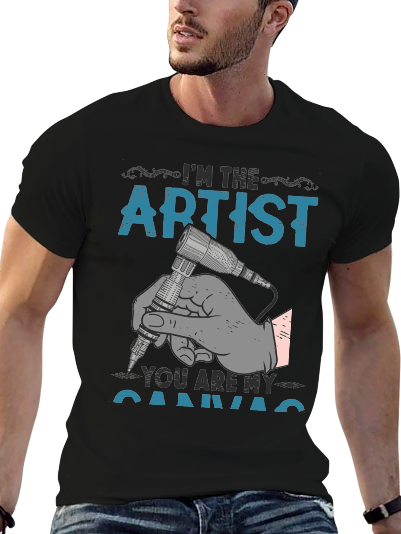 Artist Canvas Graphic T-Shirt - Tattoo Style