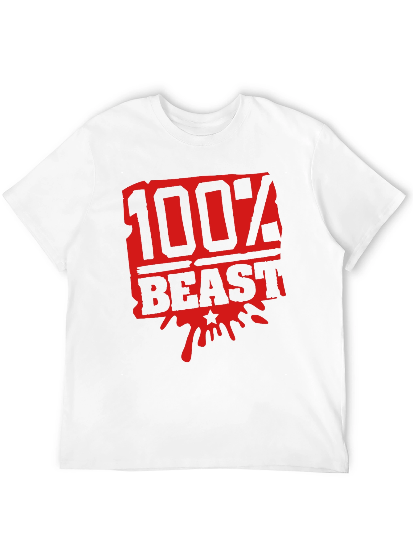 100% Beast Graphic Print Mens Black T-Shirt