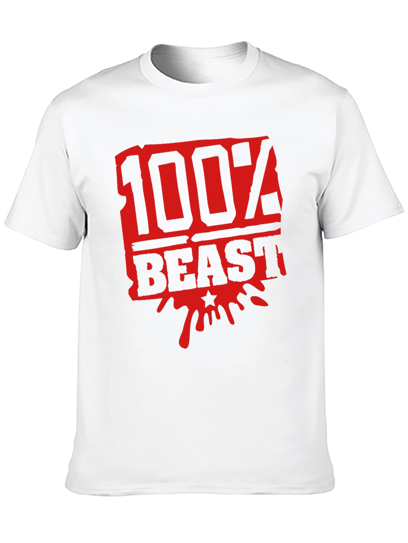 100% Beast Graphic Print Mens Black T-Shirt