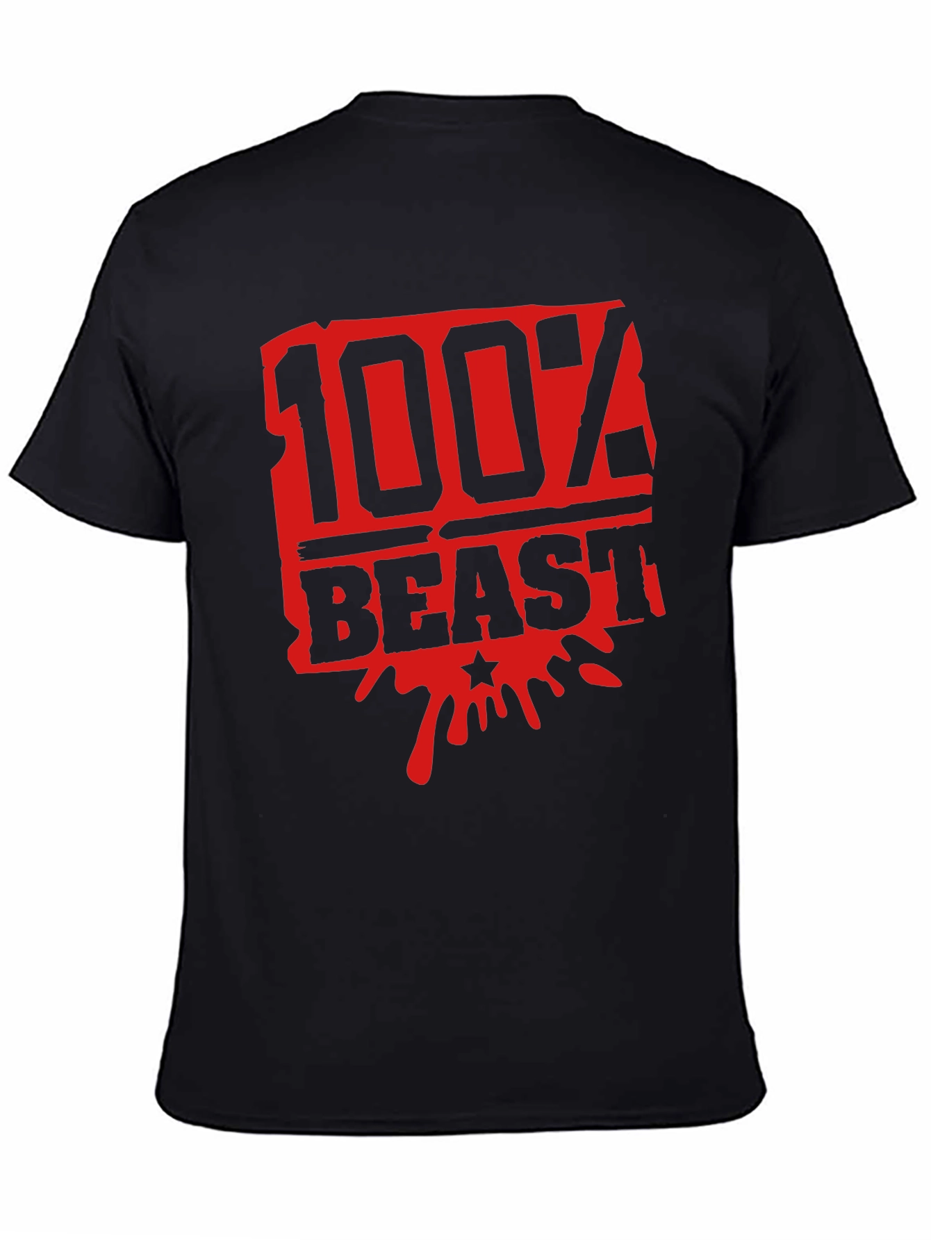 100% Beast Graphic Print Mens Black T-Shirt