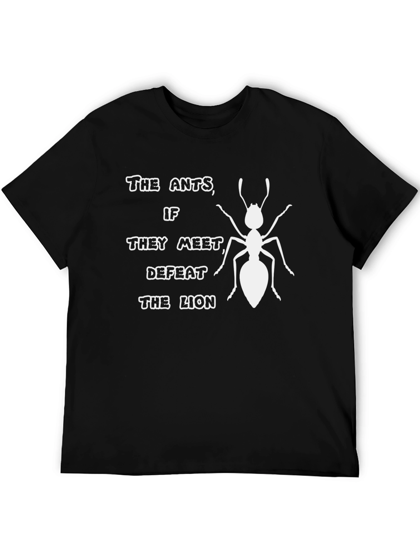 Ants Defeat Lion Graphic Tee - Black T-Shirt