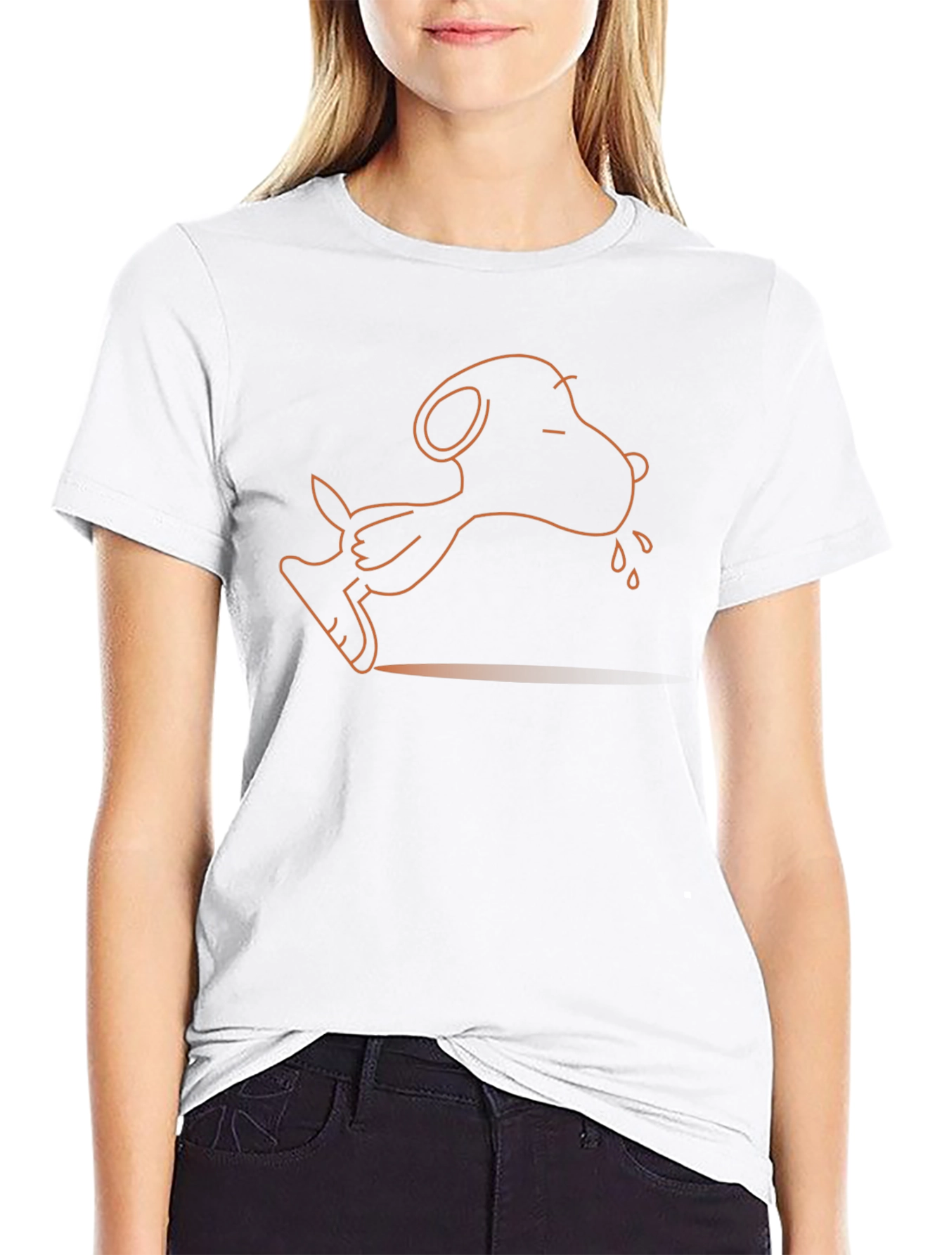 Snoopy Jogging Outline Graphic Black Tee