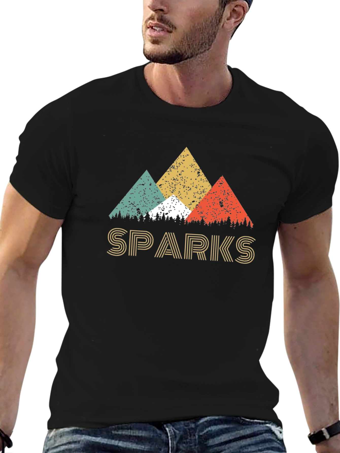 Retro Sparks Graphic Tee - Mountain Design
