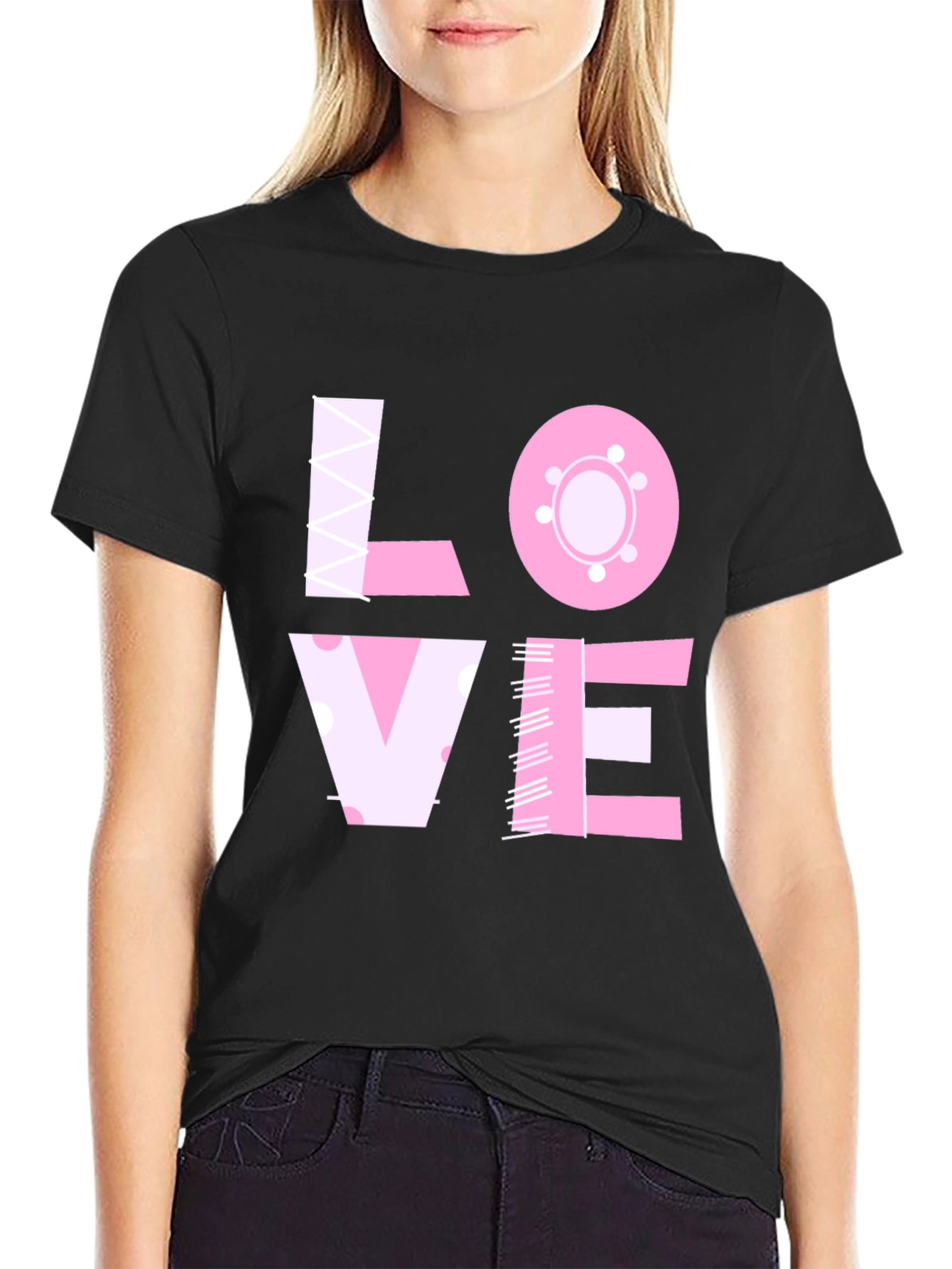 LOVE Graphic Black Crew Neck T-Shirt