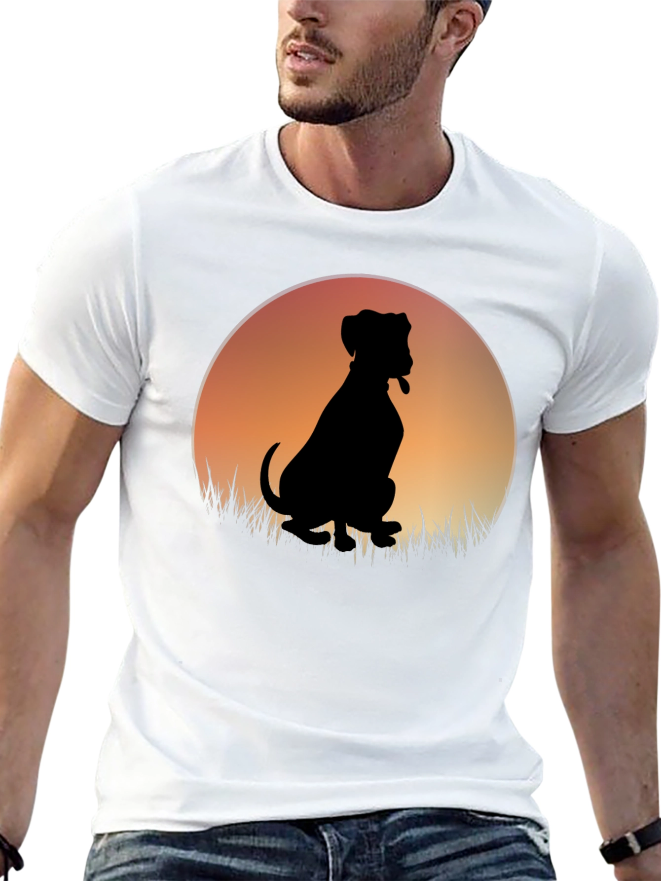 Dog Silhouette T-Shirt - Sunset Graphic Tee