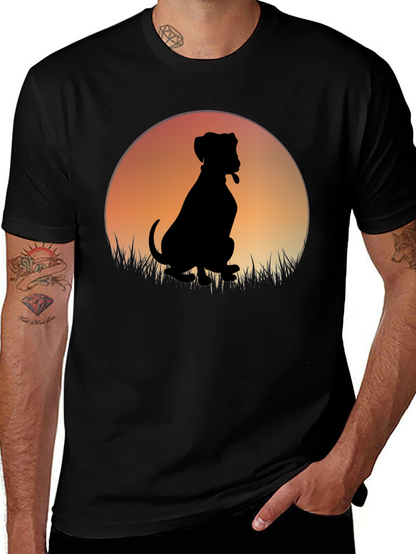 Dog Silhouette T-Shirt - Sunset Graphic Tee