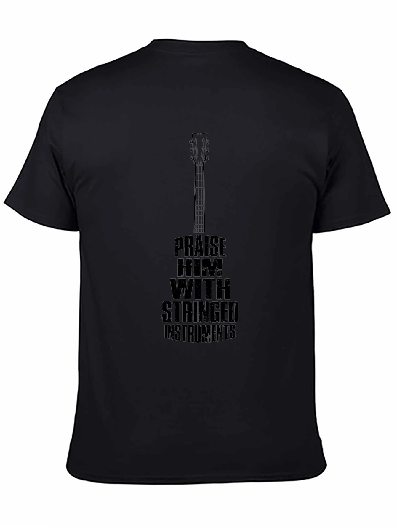Praise Him Guitar Graphic T-Shirt - Black