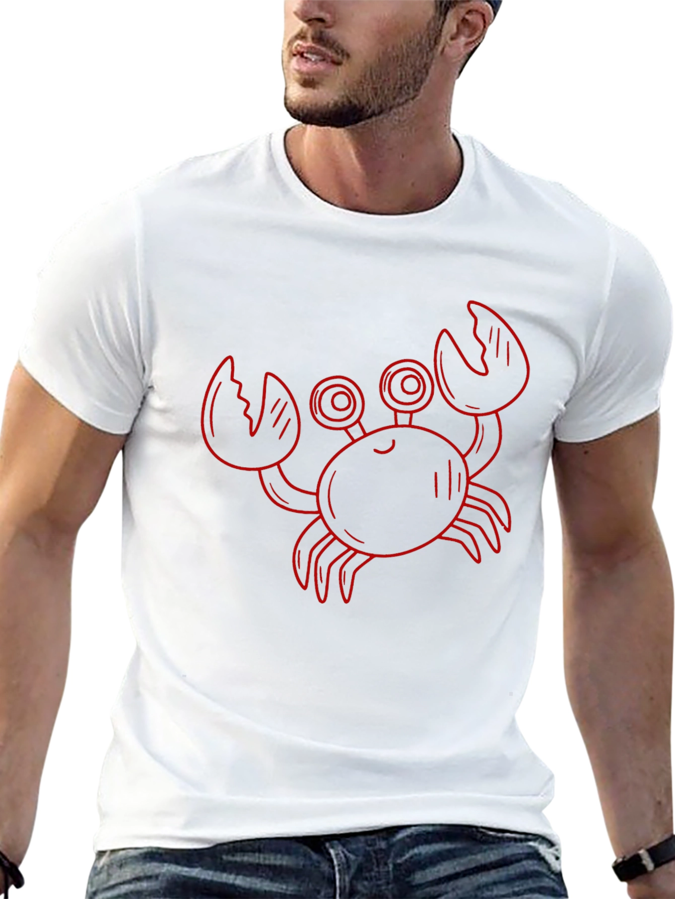 Red Crab Graphic Black T-Shirt