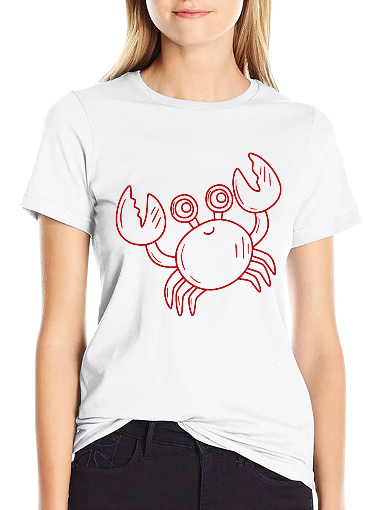 Red Crab Graphic Black T-Shirt