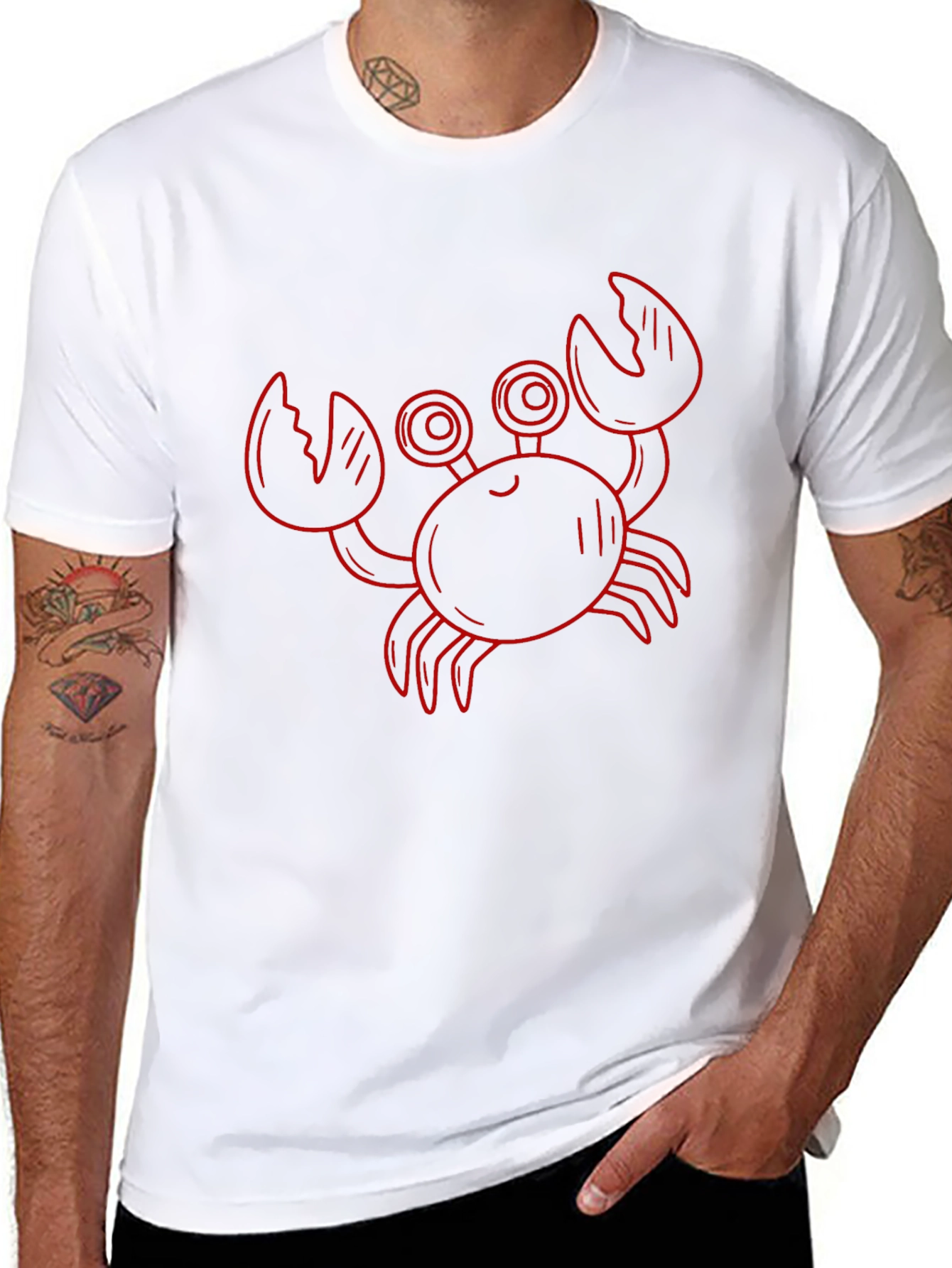 Red Crab Graphic Black T-Shirt