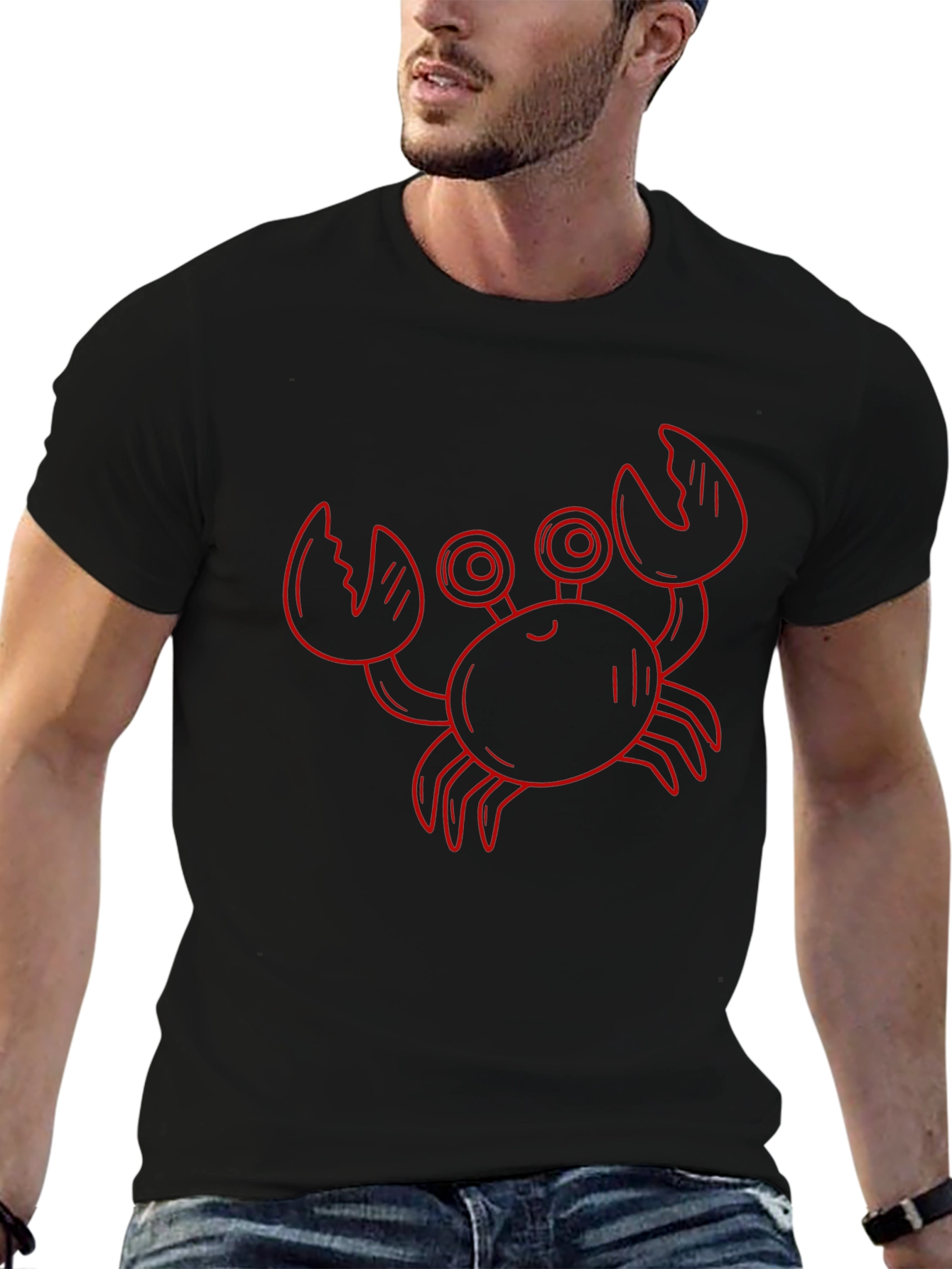 Red Crab Graphic Black T-Shirt