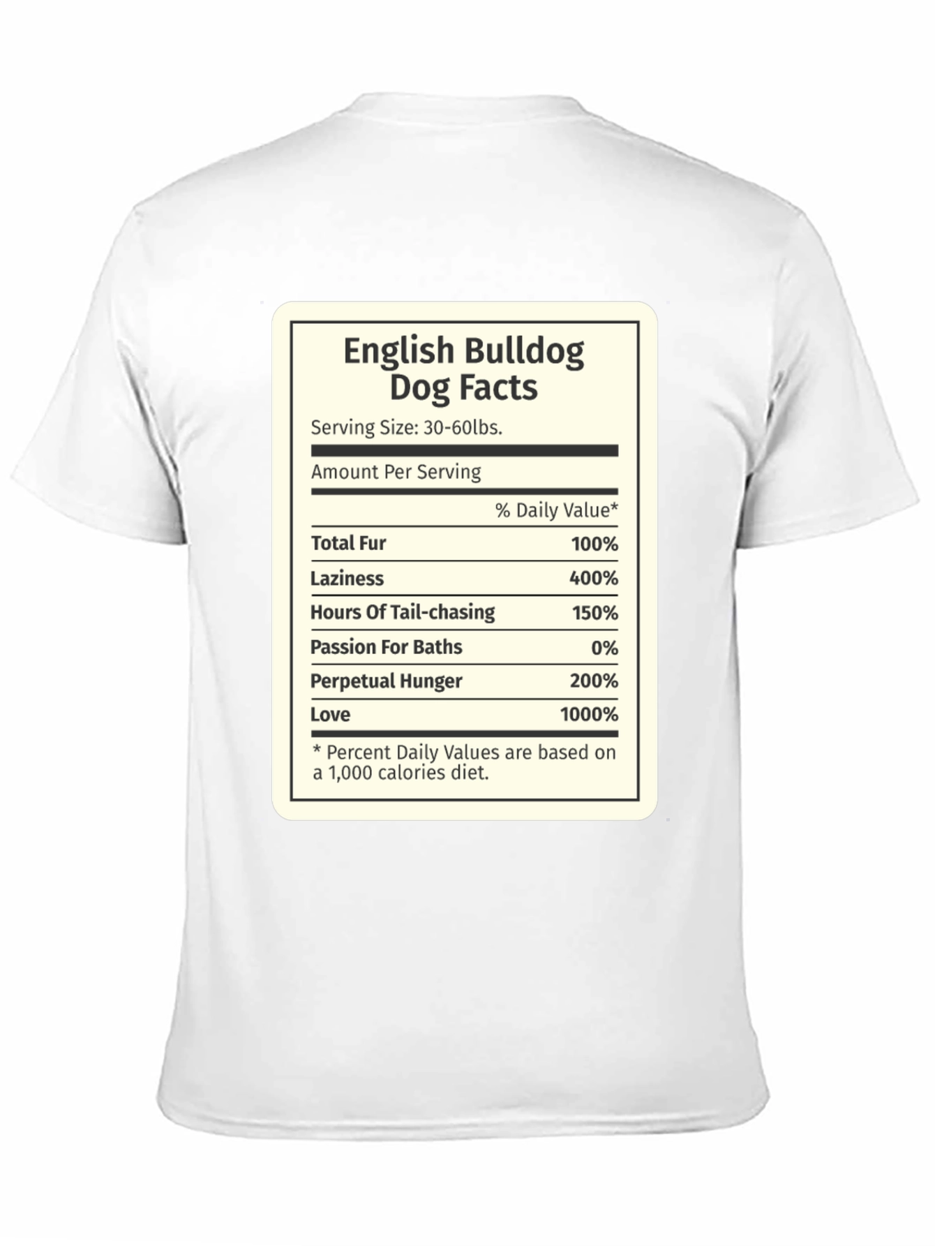 English Bulldog Dog Facts T-Shirt - Funny Novelty Tee