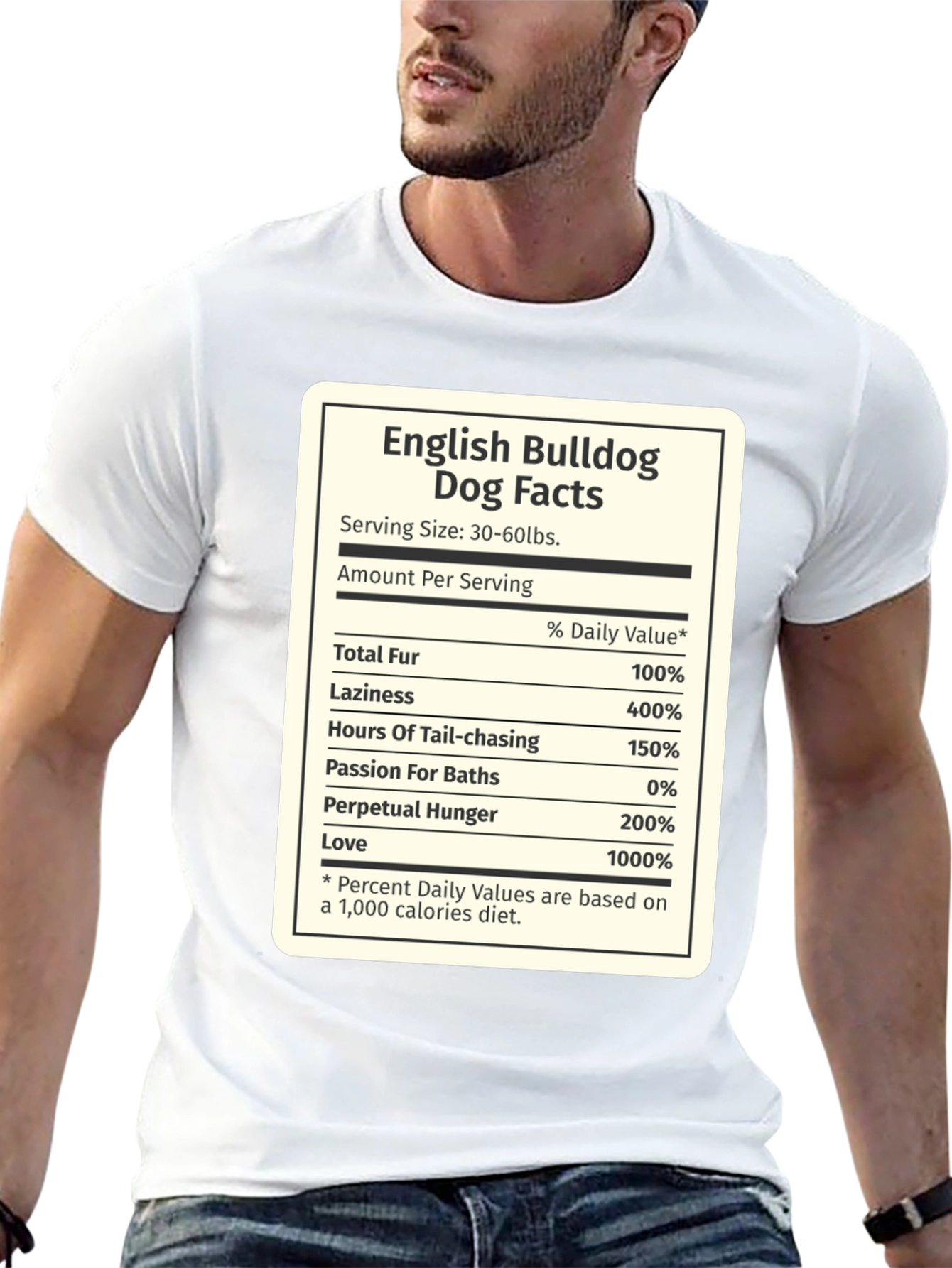 English Bulldog Dog Facts T-Shirt - Funny Novelty Tee