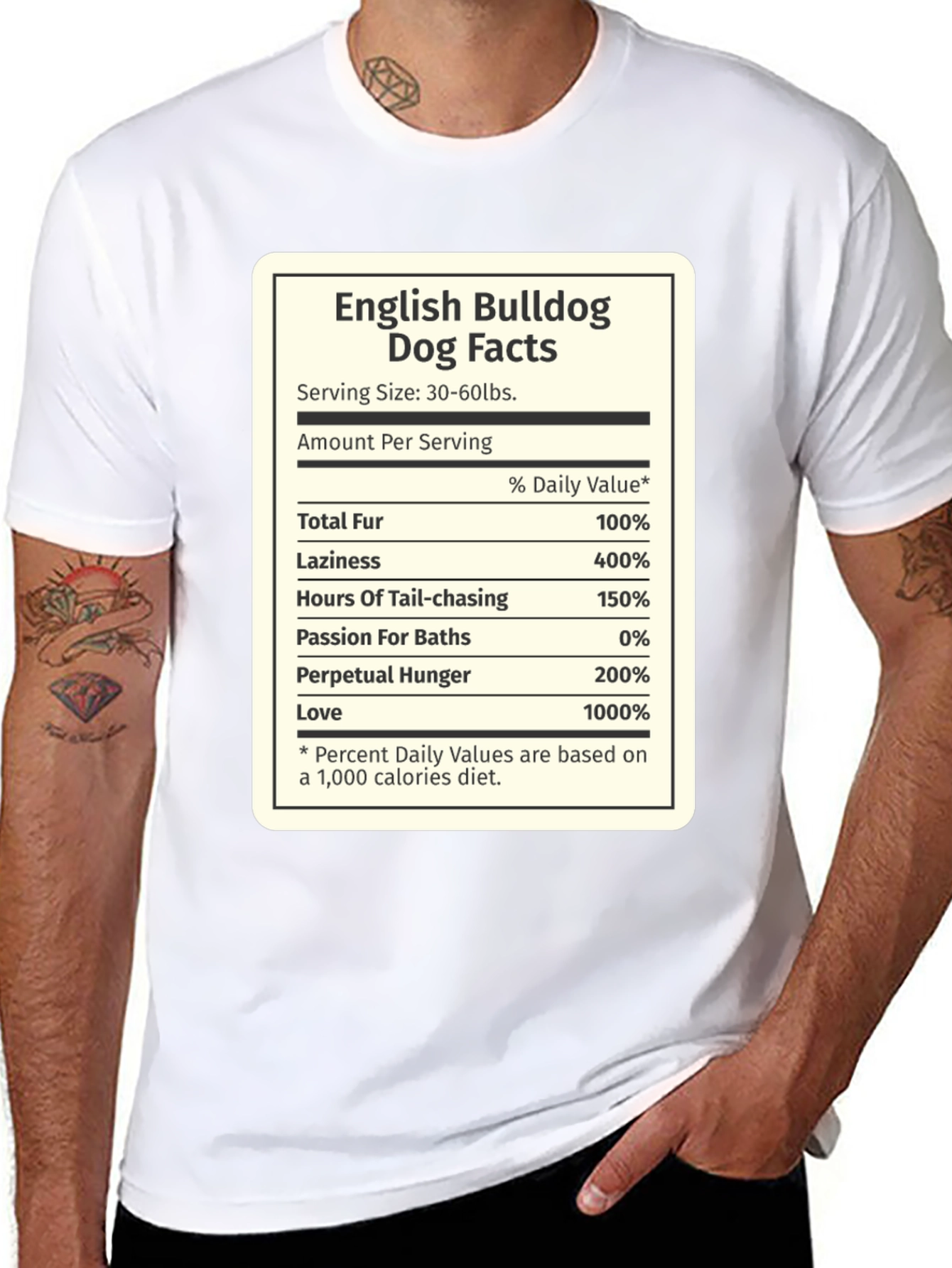 English Bulldog Dog Facts T-Shirt - Funny Novelty Tee