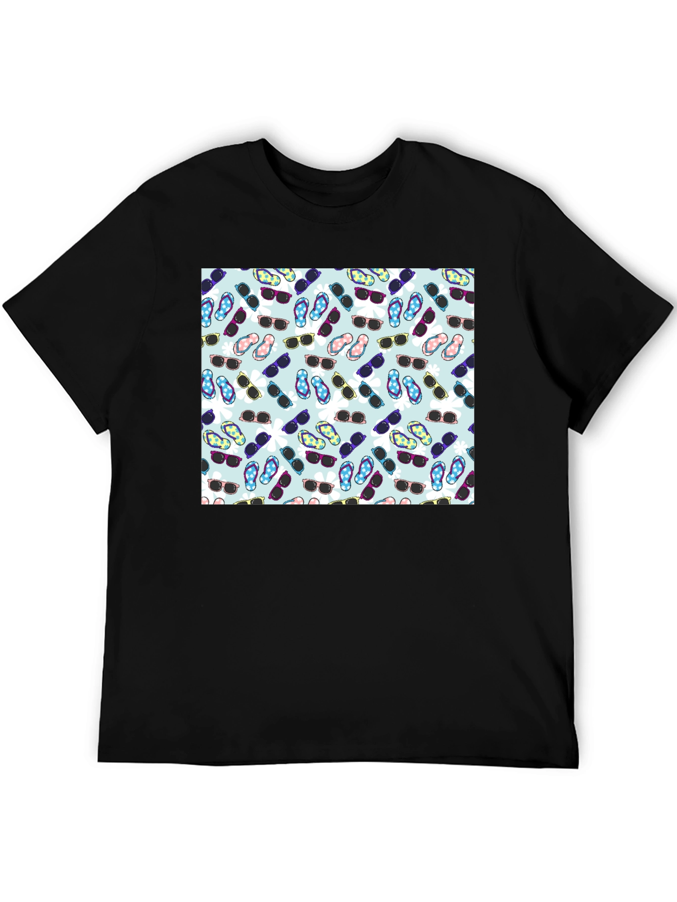 Sunglasses & Flip Flops Pattern T-Shirt
