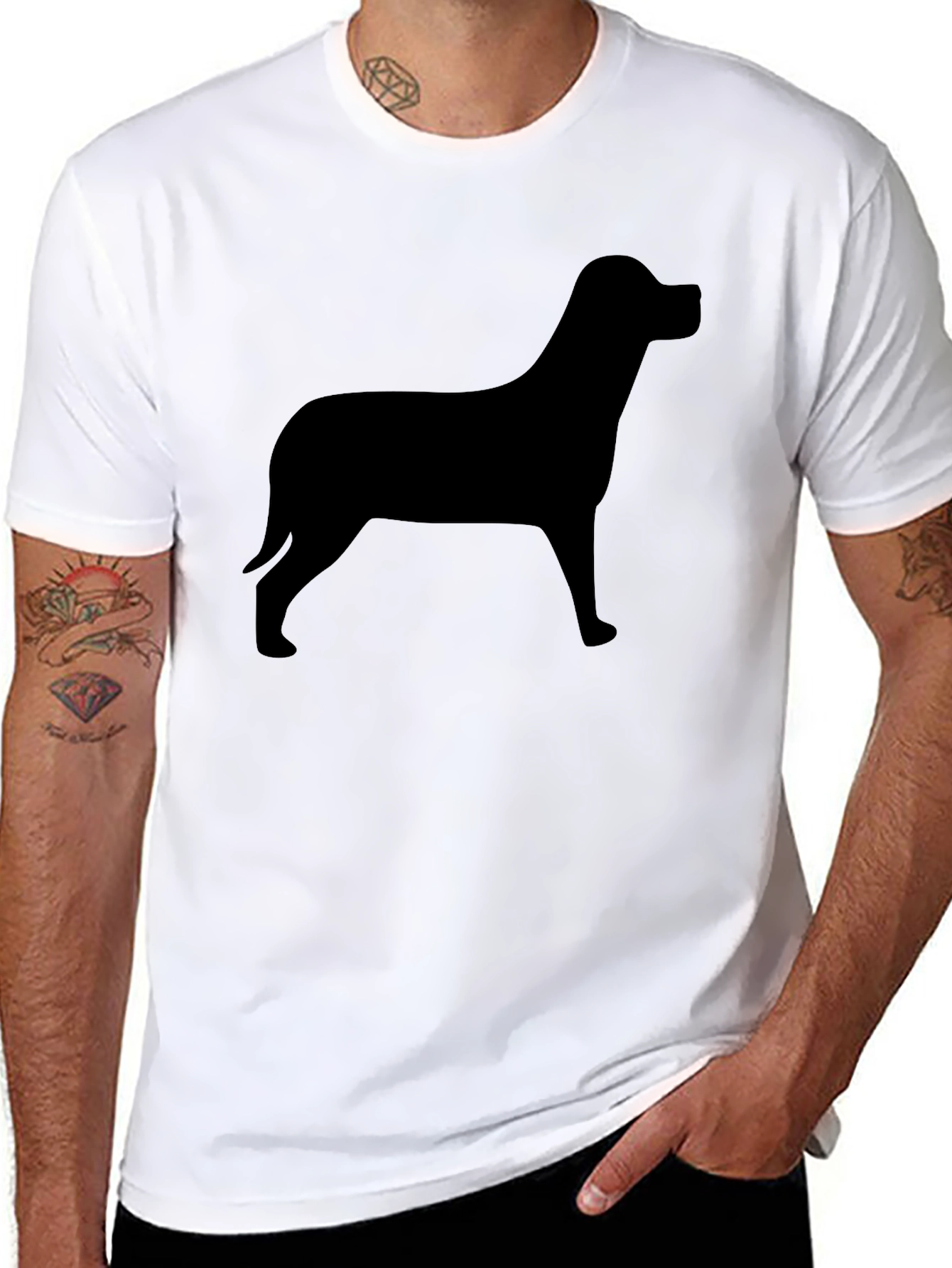 Dog Silhouette Graphic Tee - Mens Black T-Shirt