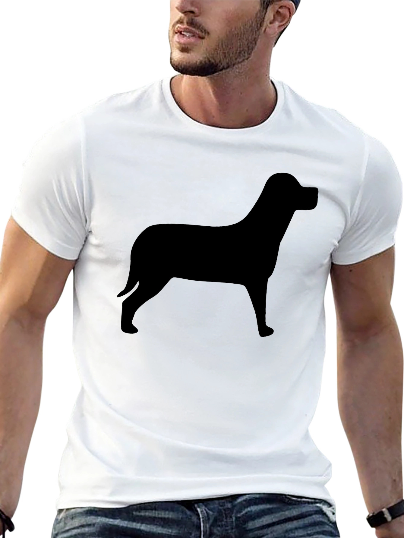 Dog Silhouette Graphic Tee - Mens Black T-Shirt