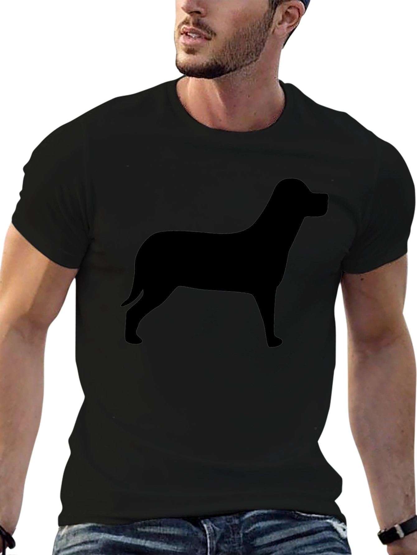Dog Silhouette Graphic Tee - Mens Black T-Shirt