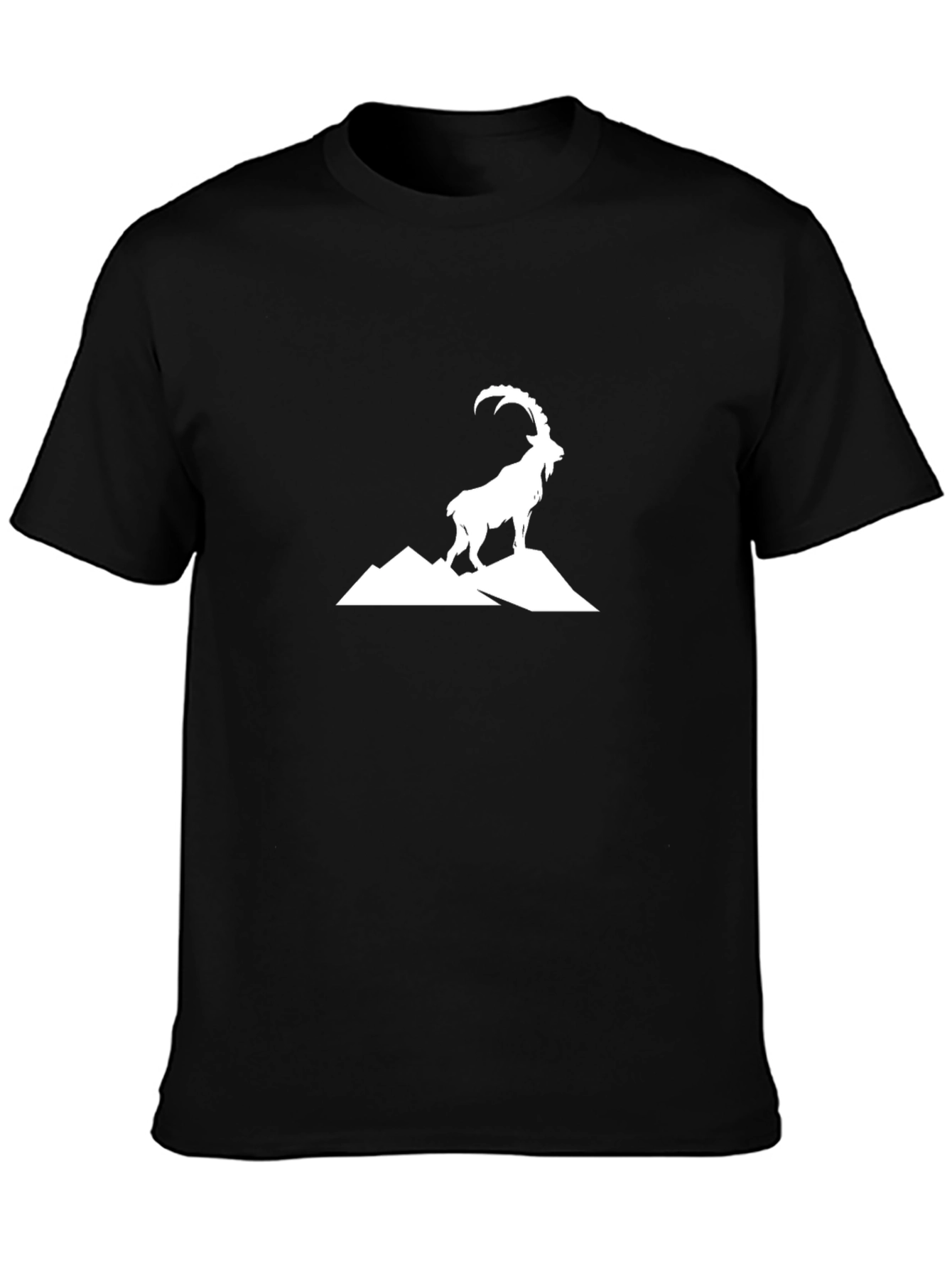 Mountain Goat Graphic Tee - Black Cotton T-Shirt