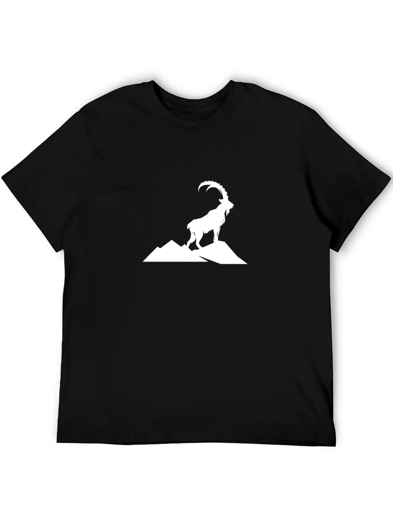 Mountain Goat Graphic Tee - Black Cotton T-Shirt