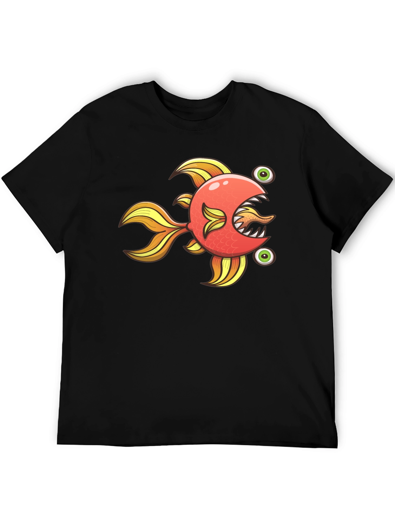 Funny Fish Graphic Tee - Soft Black Cotton Shirt