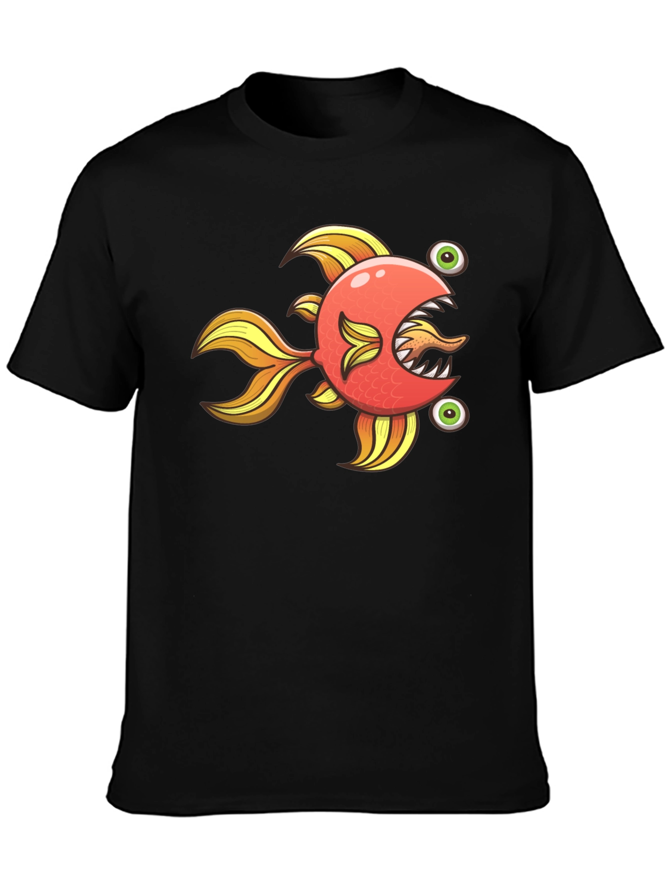 Funny Fish Graphic Tee - Soft Black Cotton Shirt