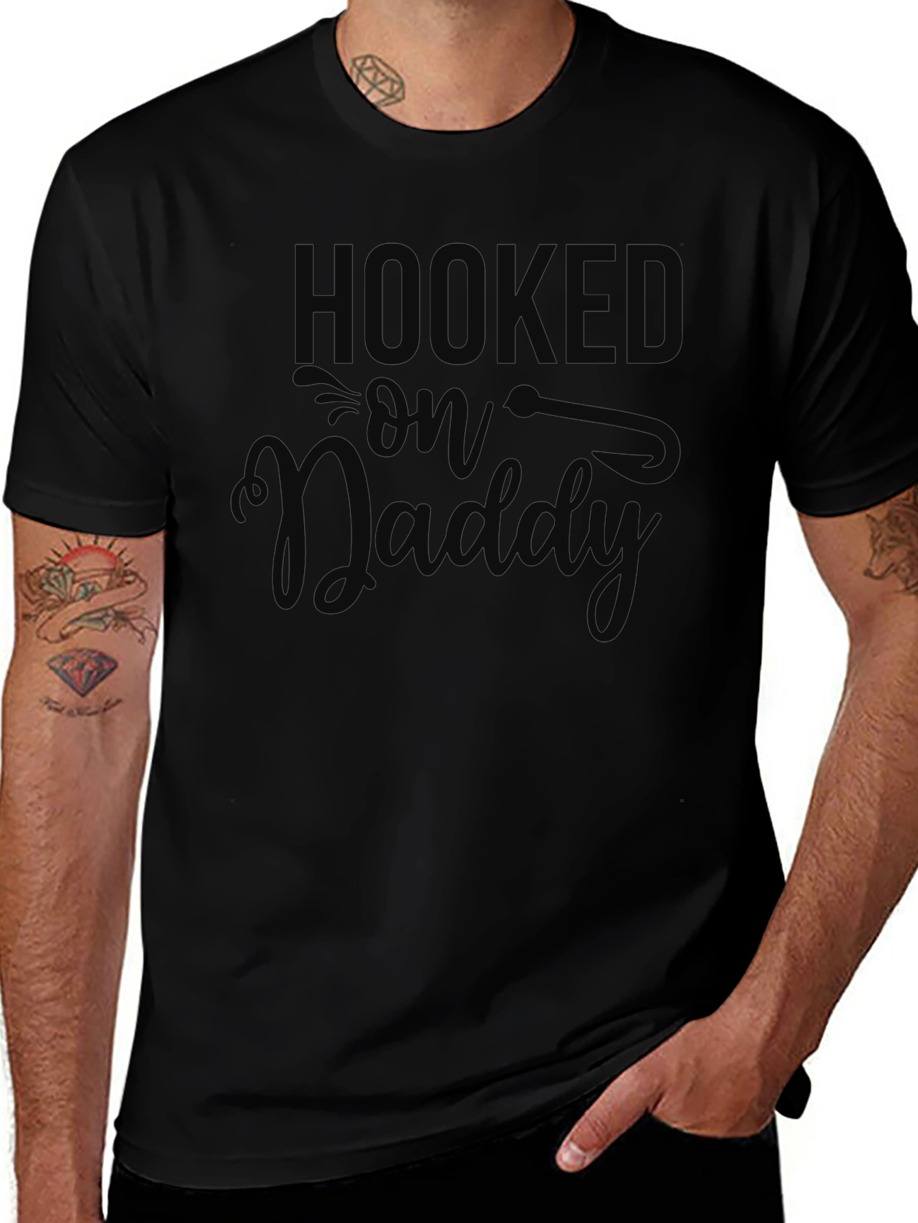Hooked on Daddy - Mens Black Graphic Tee
