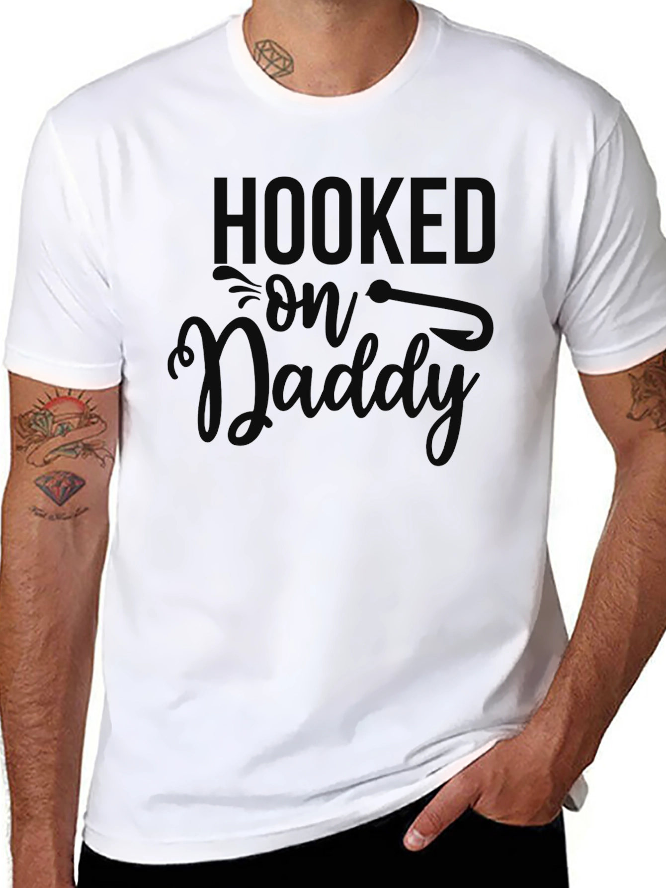 Hooked on Daddy - Mens Black Graphic Tee