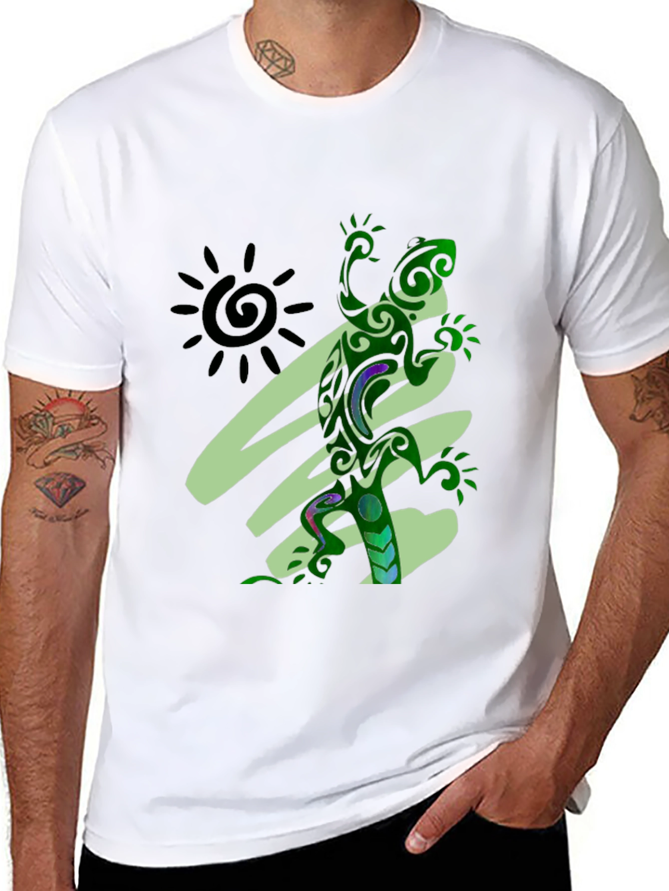 Tribal Lizard Graphic Tee - Unique Design