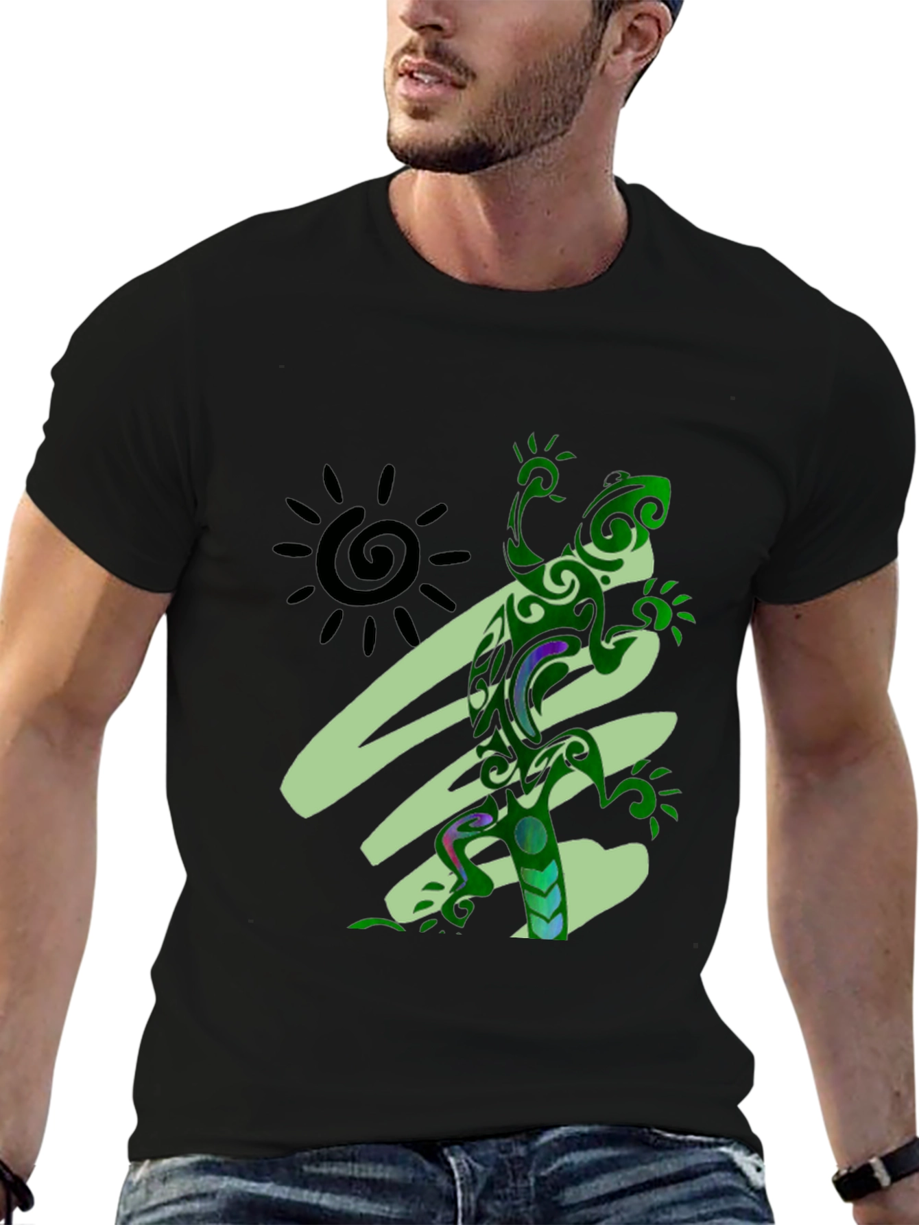 Tribal Lizard Graphic Tee - Unique Design