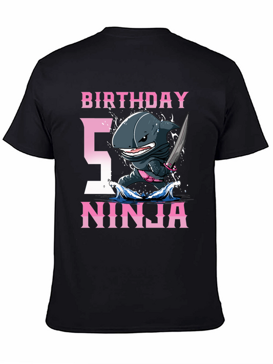 Birthday Shark Ninja T-Shirt - 5th Birthday Tee