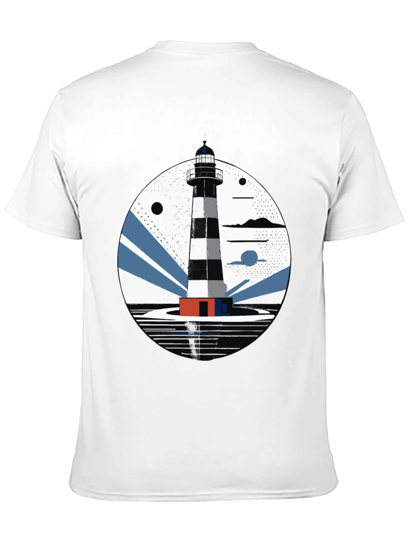 Lighthouse Graphic Tee - Mens Black Cotton T-Shirt