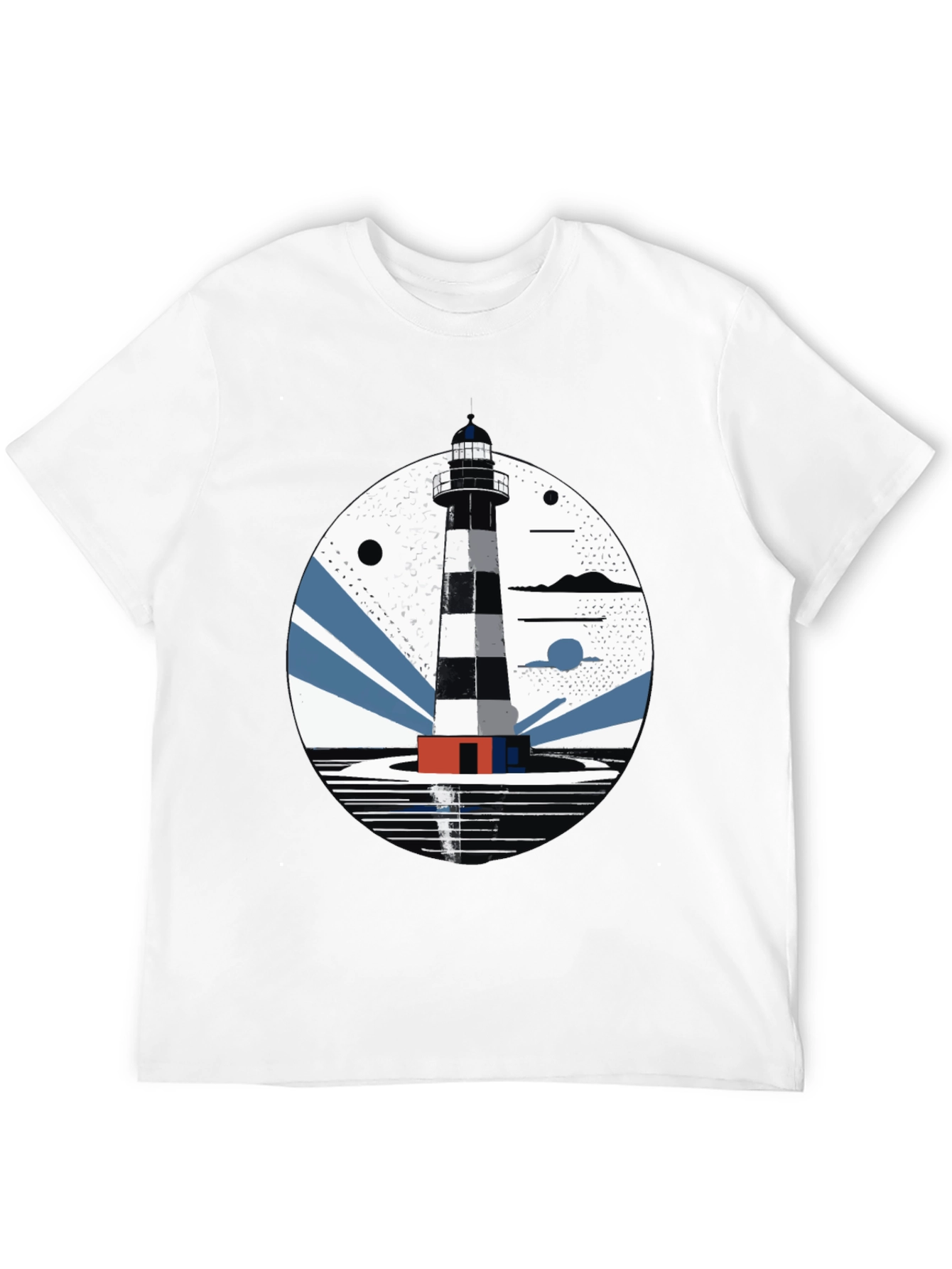 Lighthouse Graphic Tee - Mens Black Cotton T-Shirt