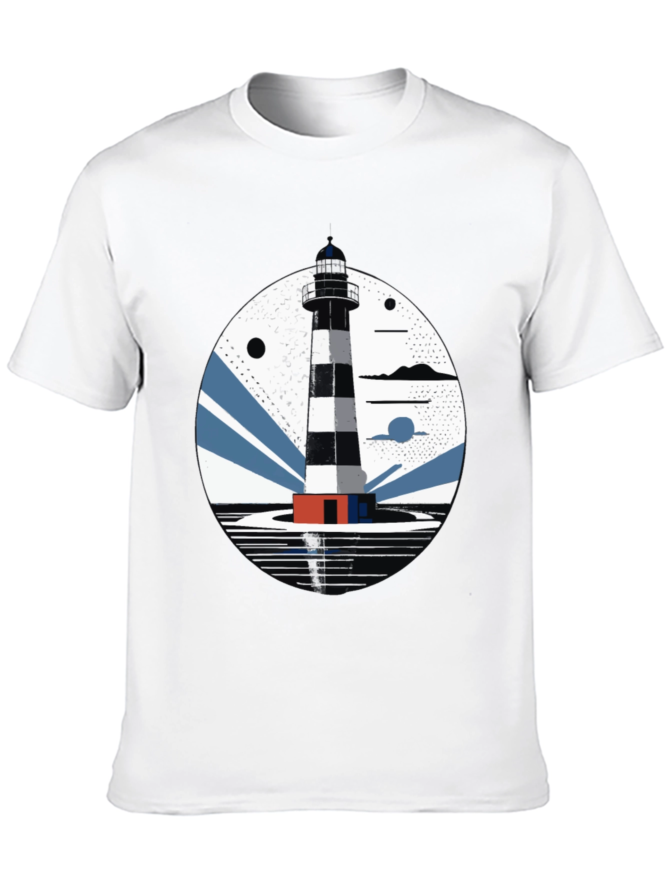 Lighthouse Graphic Tee - Mens Black Cotton T-Shirt