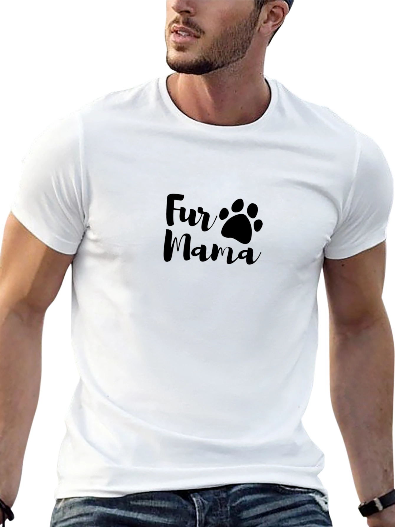 Fur Mama Paw Print Graphic Tee - Black