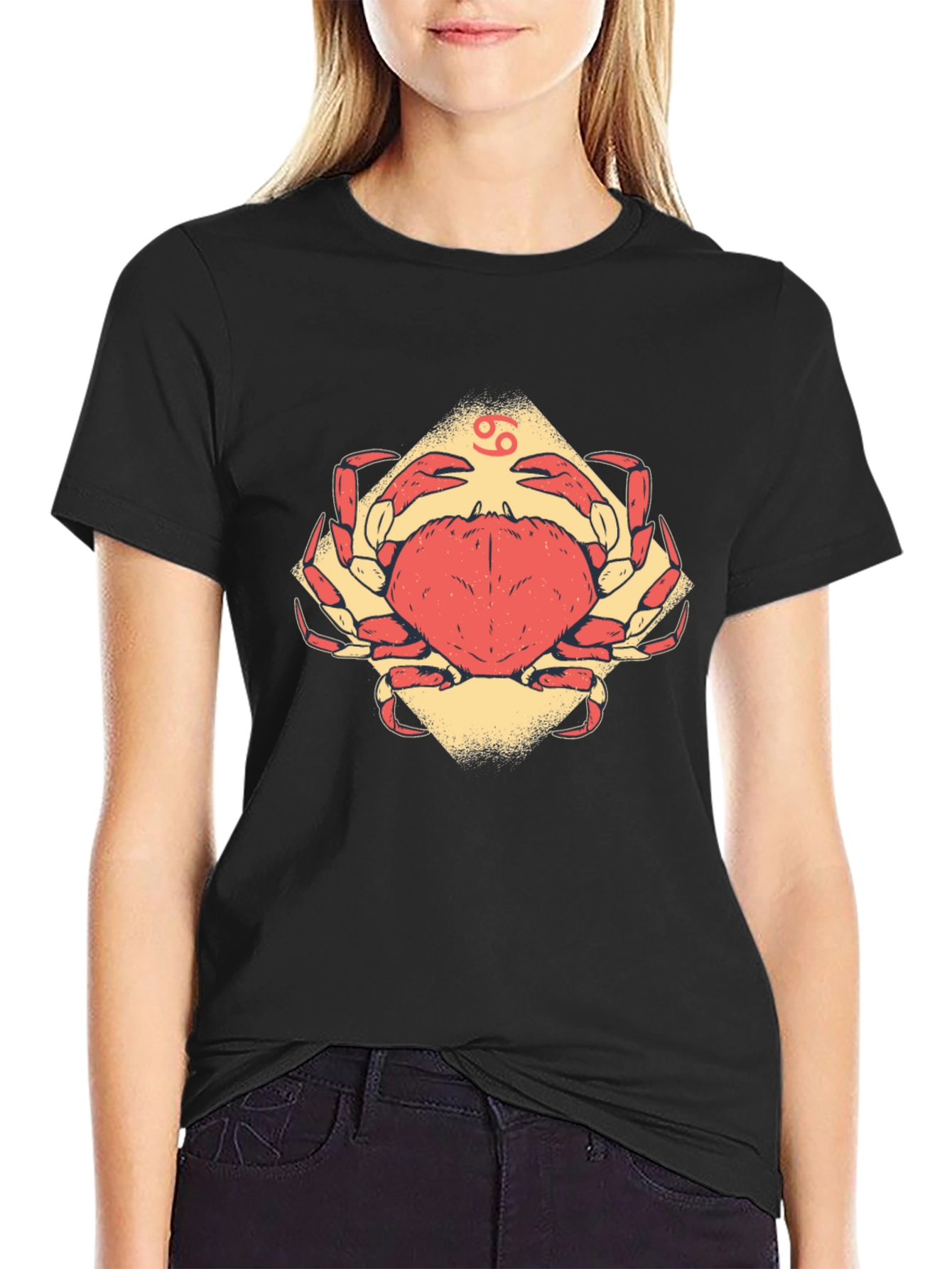 Cancer Zodiac Graphic Tee - Black Cotton T-Shirt