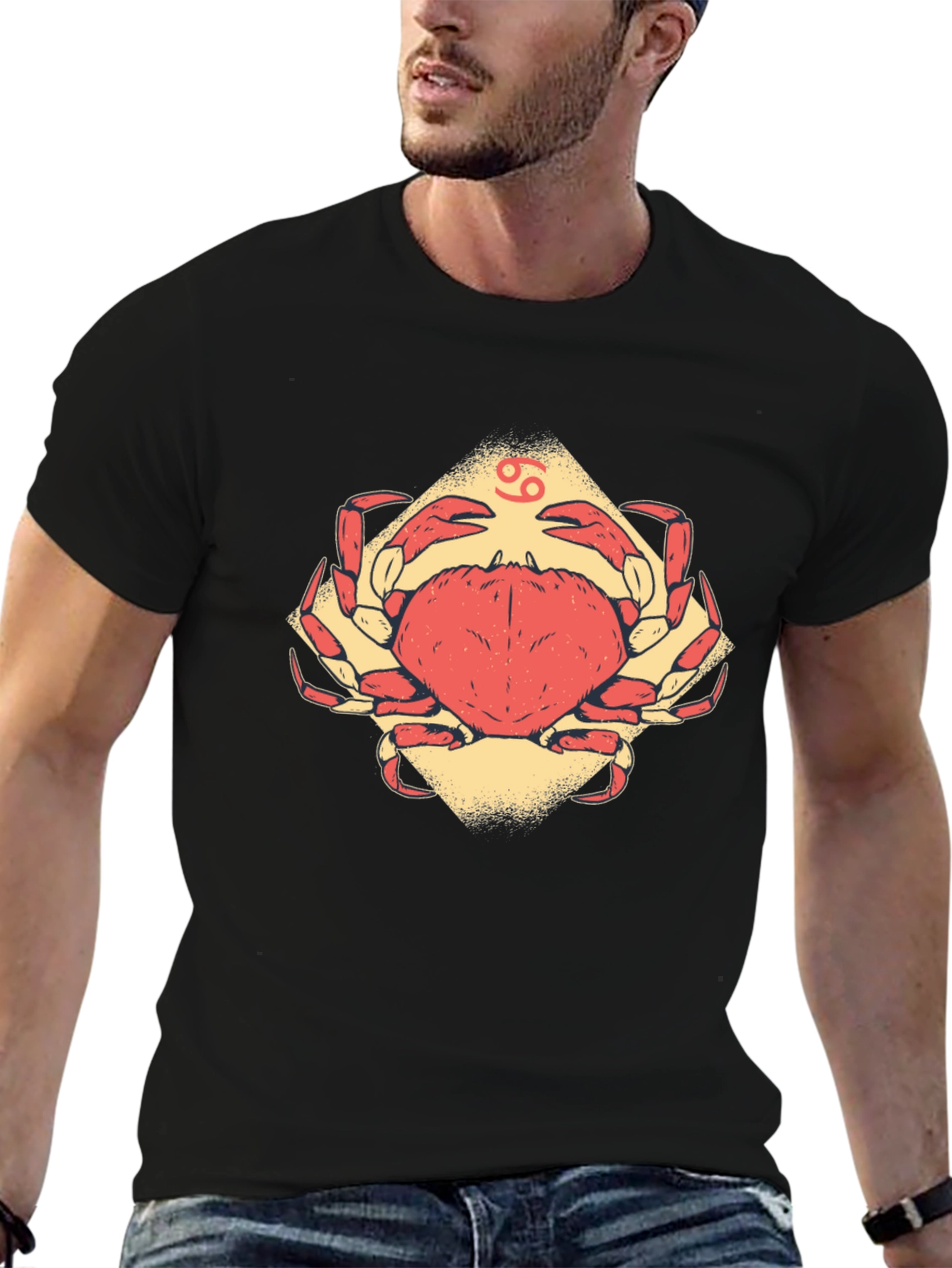 Cancer Zodiac Graphic Tee - Black Cotton T-Shirt