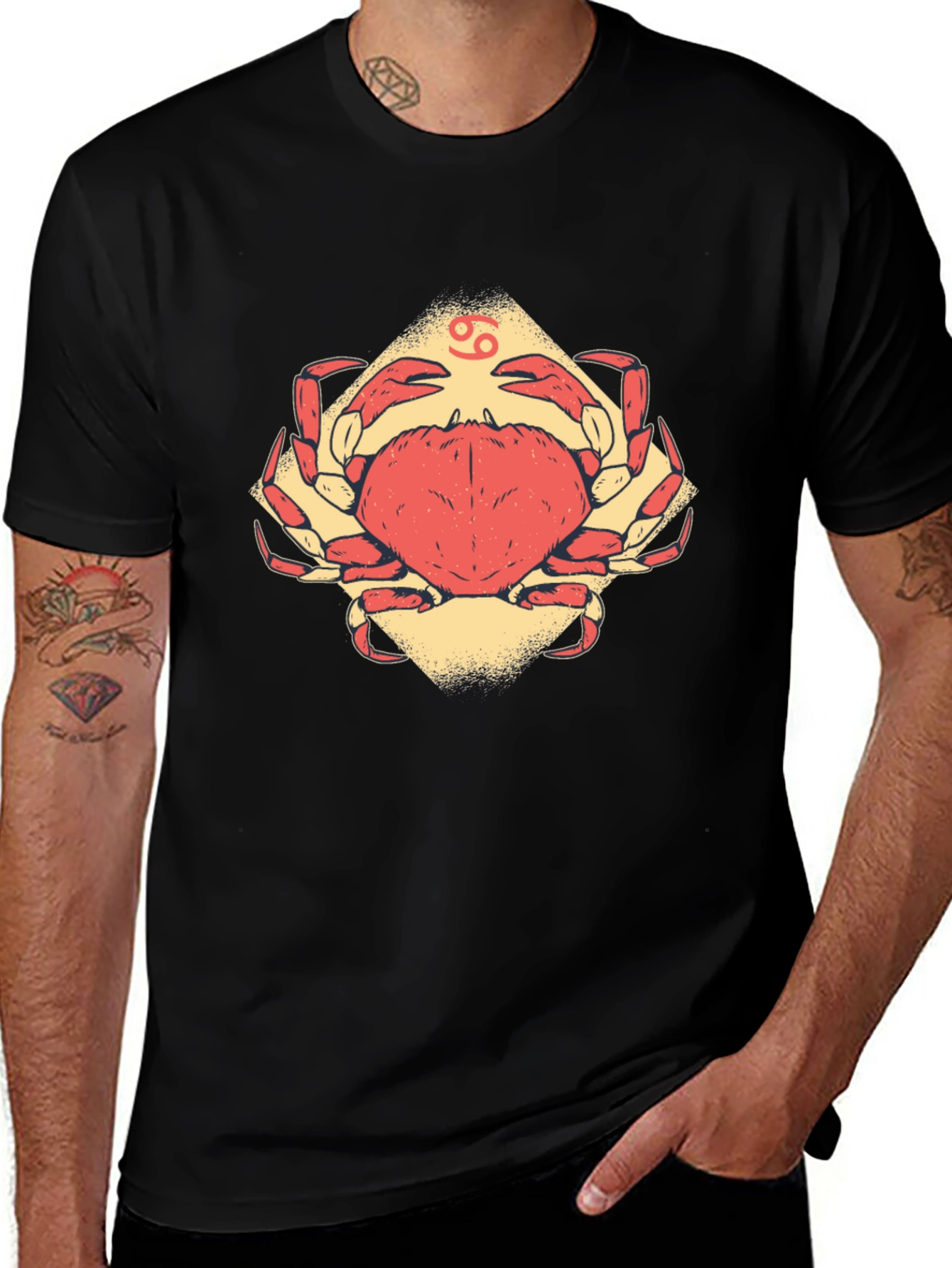 Cancer Zodiac Graphic Tee - Black Cotton T-Shirt