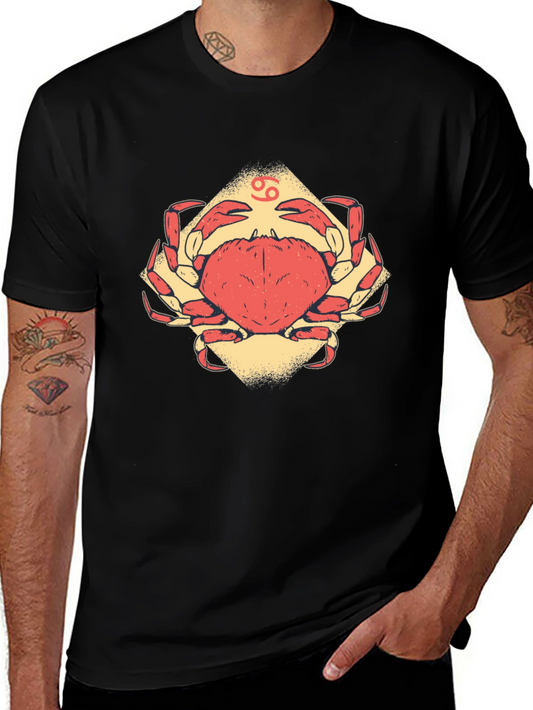 Cancer Zodiac Graphic Tee - Black Cotton T-Shirt